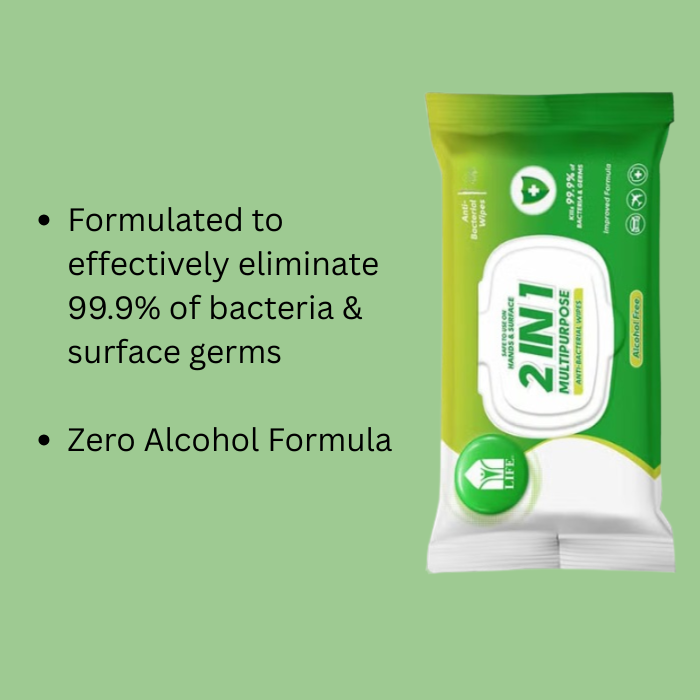 Life 2in1 Multipurpose Antibacterial Wipes 10s Alcohol free