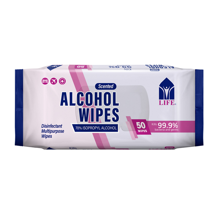 Life 70% Alcohol Wipes Scented 50's Pack