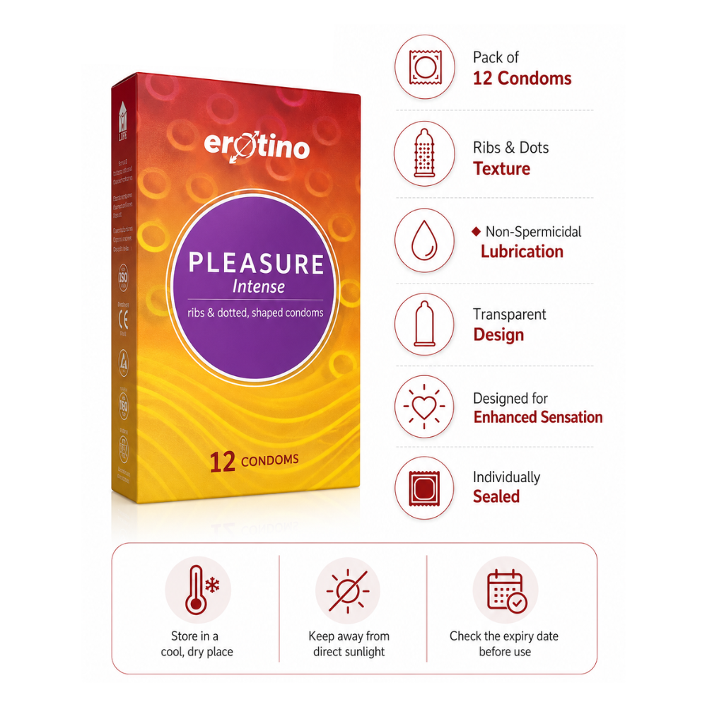 Erotino Pleasure Intense Condoms 12's