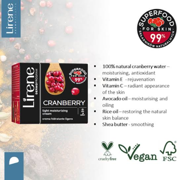 Lirene Cranberry Light Moisturizing Cream 50ml