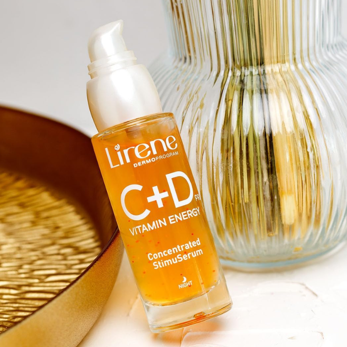 Lirene Vitamin Energy C+D PRO StimuSerum - Brightening, Smoothing & Anti-Aging Serum with Hyaluronic Acid & Vitamin E - 30ml