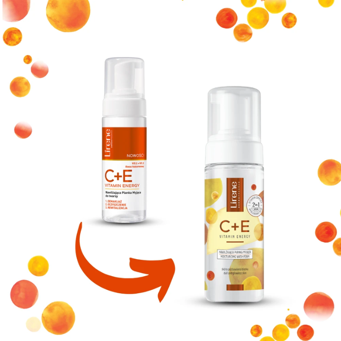 Lirene C+E Vitamin Energy Facial Cleansing Foam, Moisturizing, Nourishing & Shine-Free Formula, 150ml