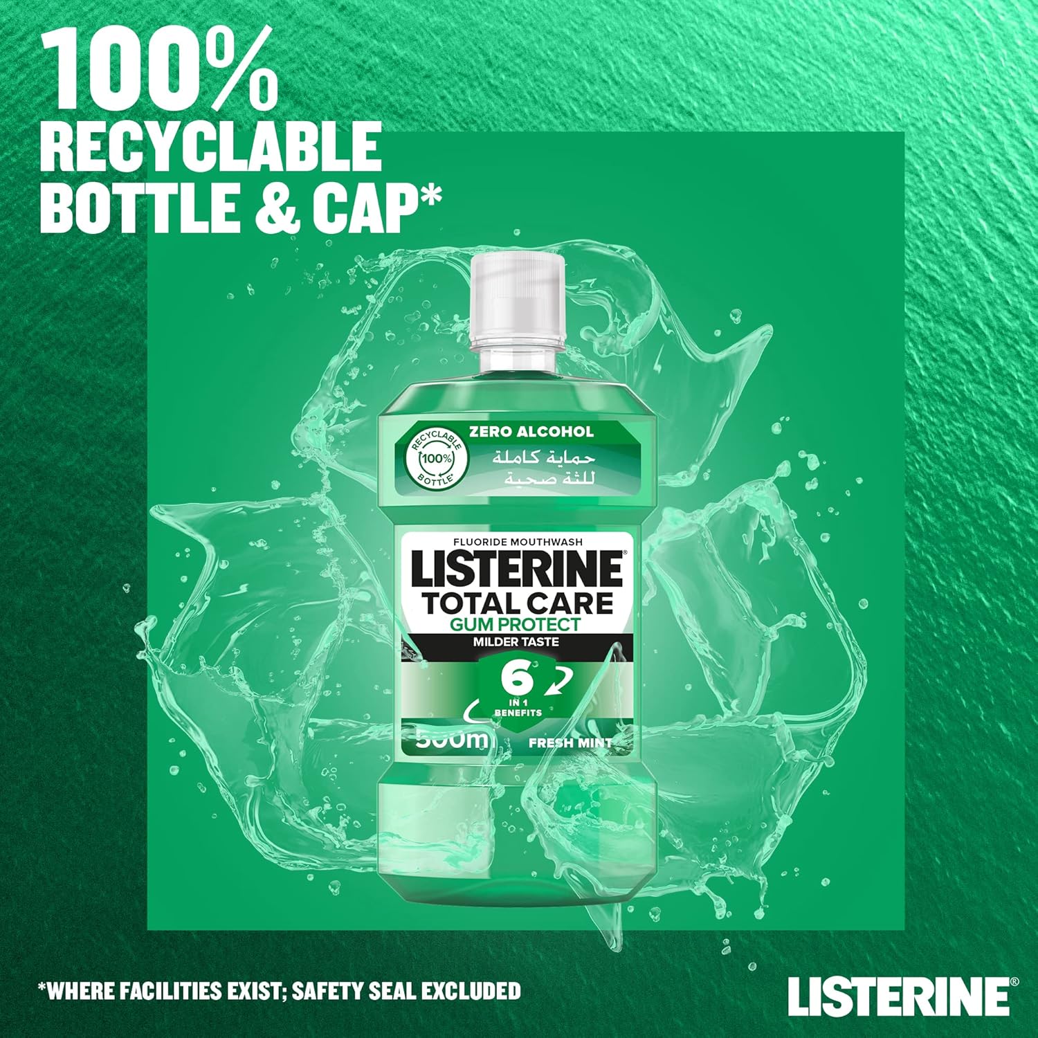 Listerine Teeth & Gum Defense Milder Taste Mouthwash 250ml