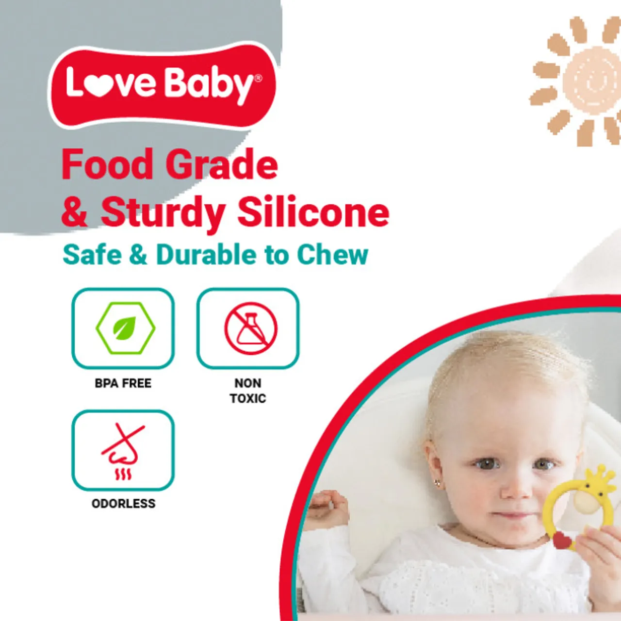 Love Baby Soft Silicone Teether Giraffe 1s