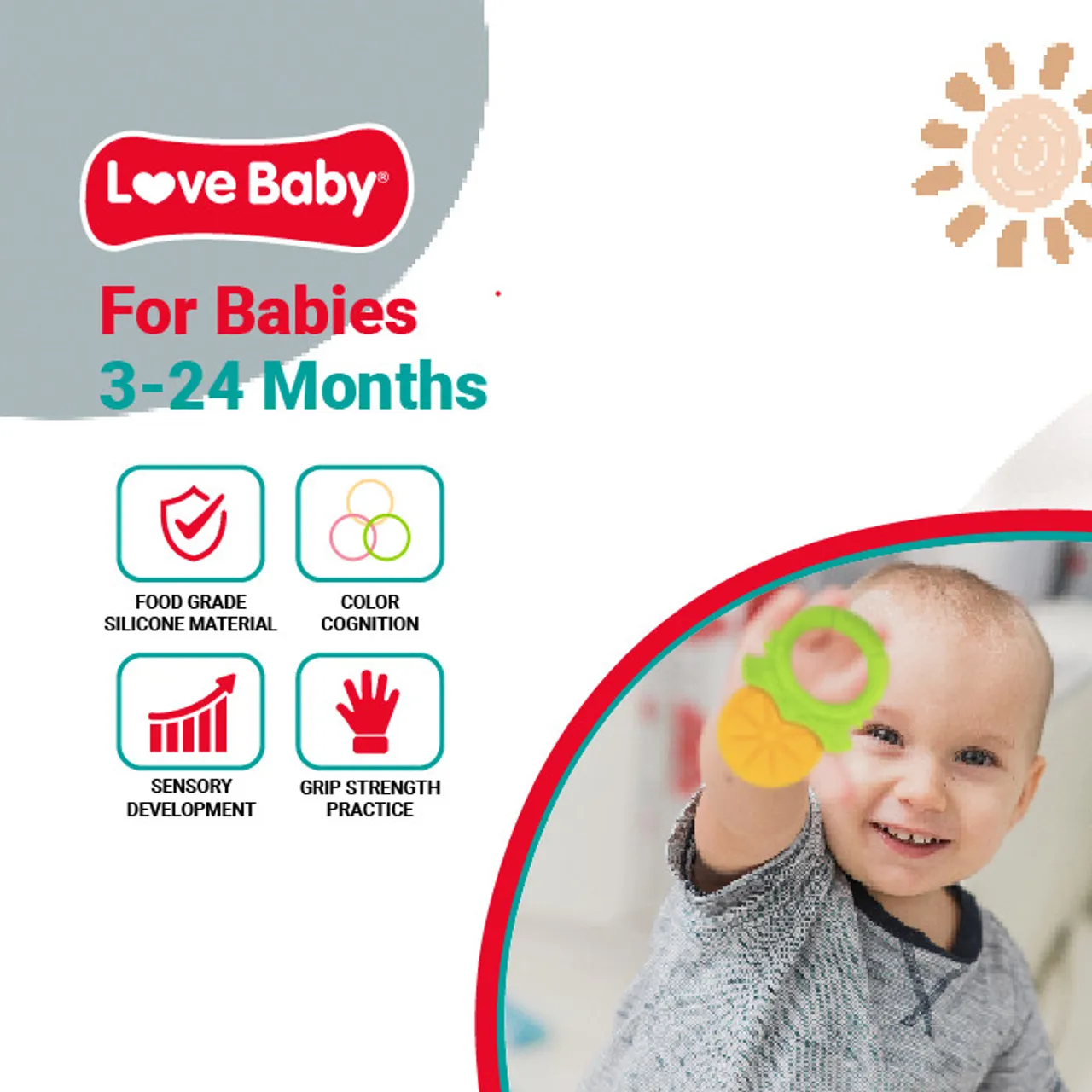 Love Baby Soft Silicone Teether Grape 1s