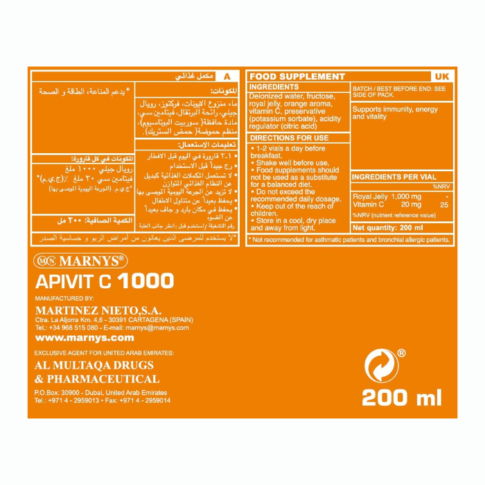 Marnys Apivit C1000 Vials 20 X 10 ml