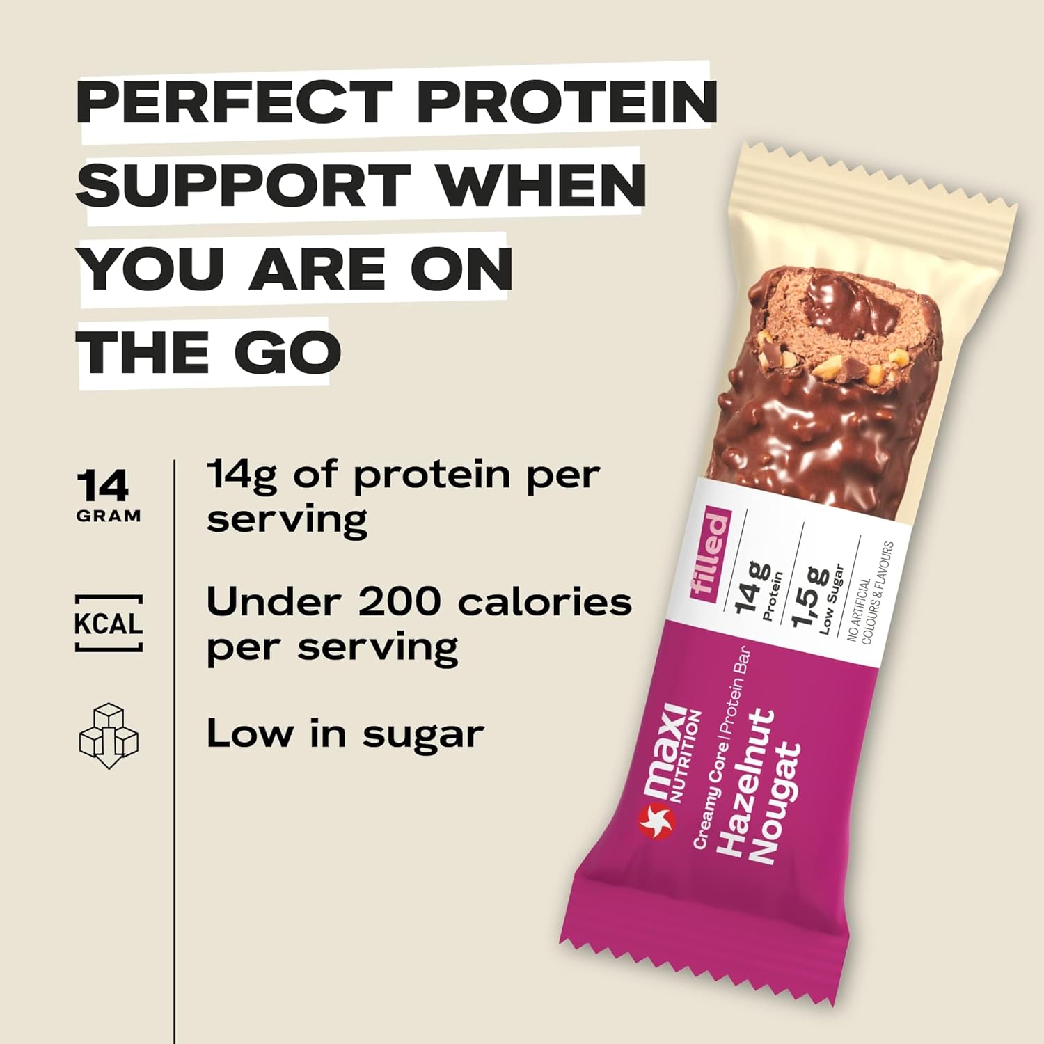 Maxi Nutrition Bar Hazelnut & Nougat 45g Box of 12 pcs
