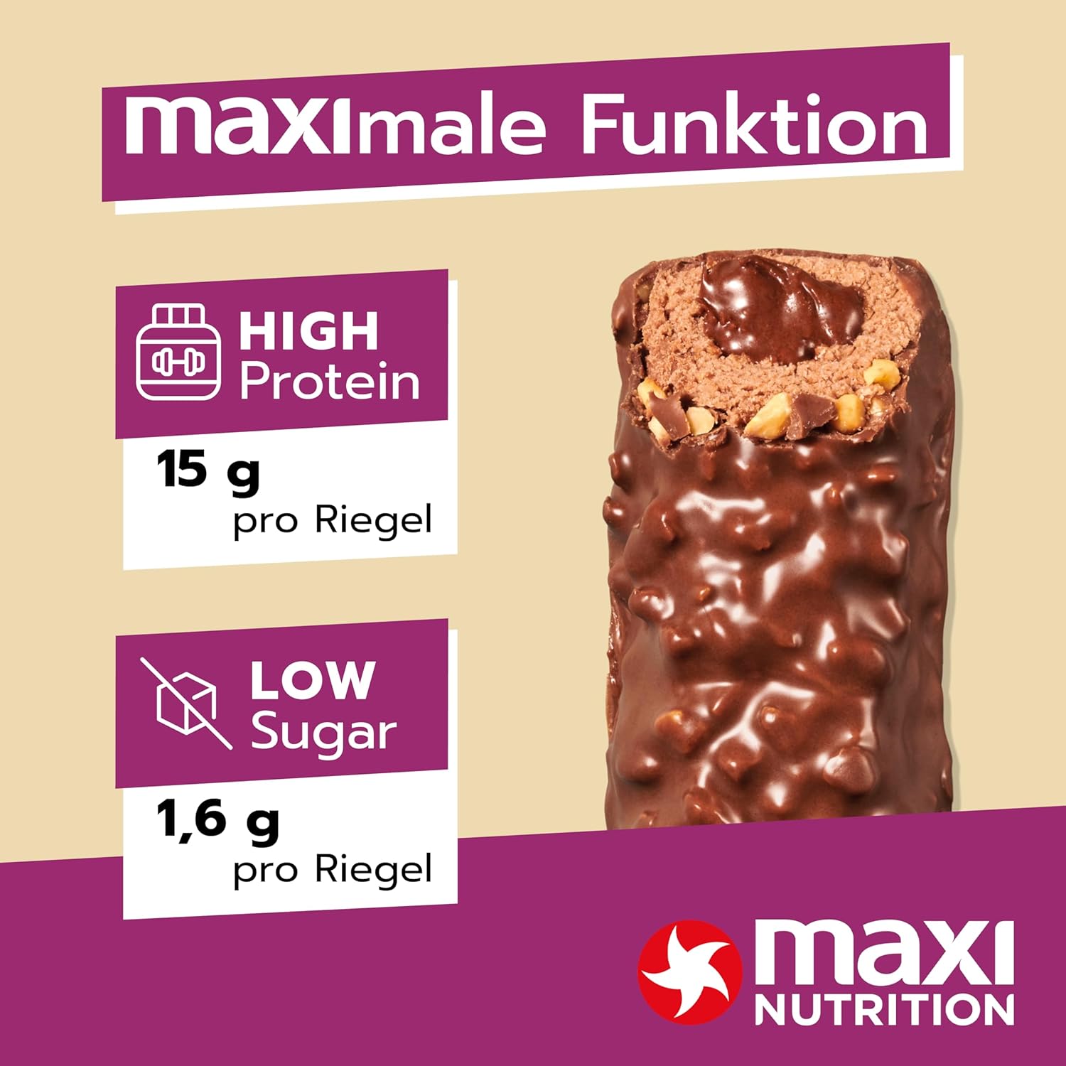 Maxi Nutrition Bar Hazelnut & Nougat 45g Box of 12 pcs