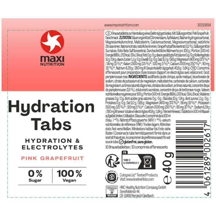Maxi Nutrition Hydration Tabs Pink Grapefruit 40G -6s