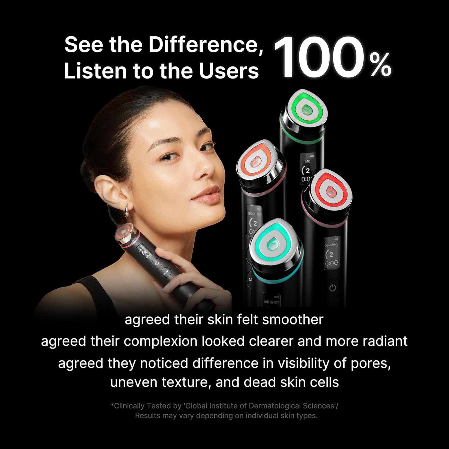 ميديكوب إيج-آر بوستر برو جهاز الوجه الأسود، معزز البشرة بالليد للامتصاص والعناية بالمسام والإشراقة