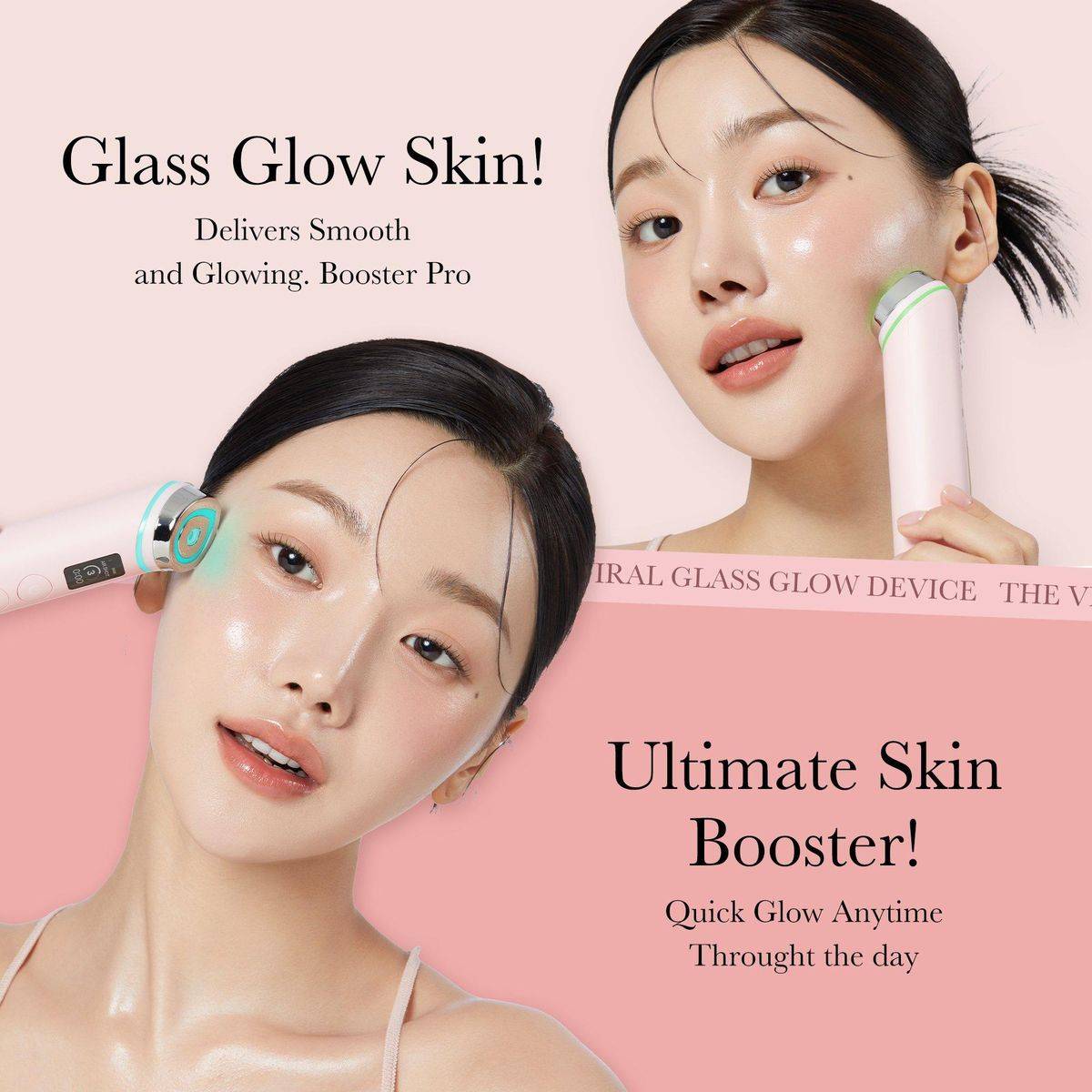 Medicube AGE-R Booster Pro Mini, Portable Glass Skin and Soothing Facial Device, Pink