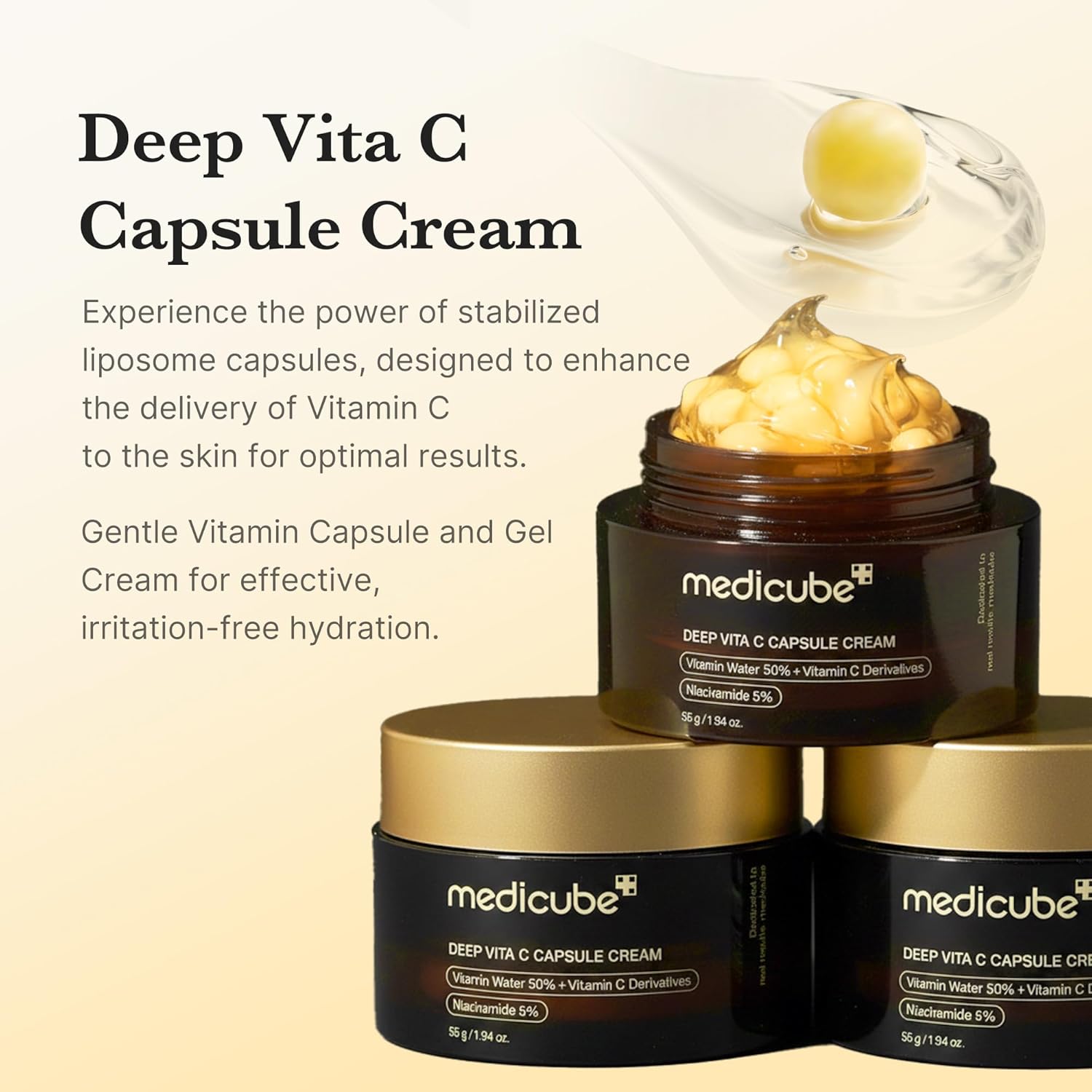 Medicube Deep Vita C Capsule Cream, Vitamin C, Niacinamide Brightening Moisturizer, 55g