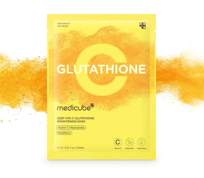 Medicube Deep Vita C Glutathione Mask Sheet 27ml, Vitamin C Brightening and Melanin Care, 1 Sheet