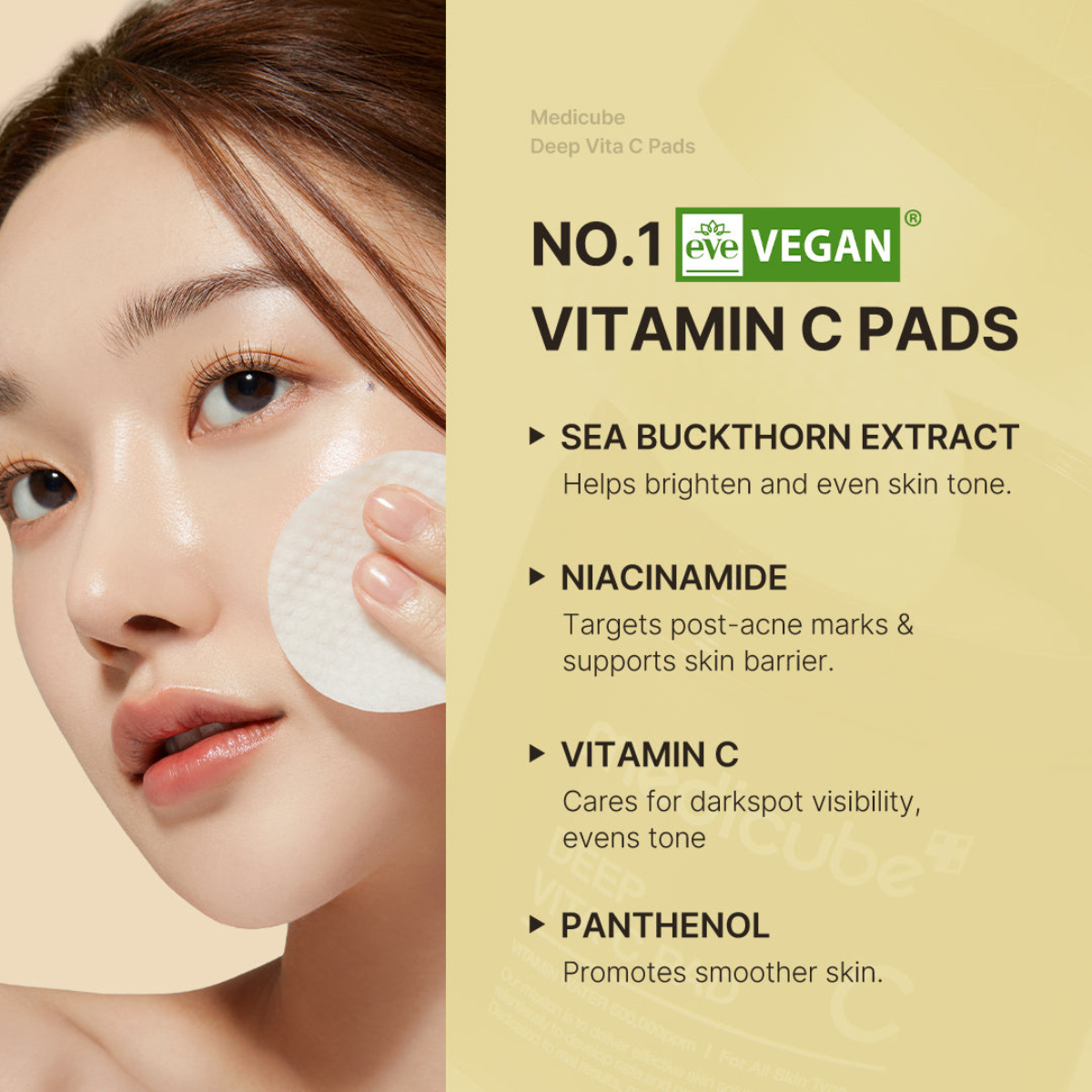 Medicube Deep Vita C Pad 150g, Vitamin C Brightening for Dark Spots and Acne Marks, 70 Pads