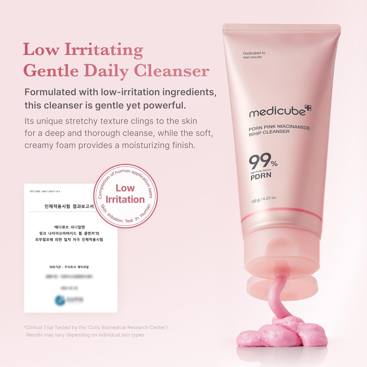 Medicube PDRN 99% Pink Niacinamide Whip, Pore-Refining Foaming Face Cleanser, 120g