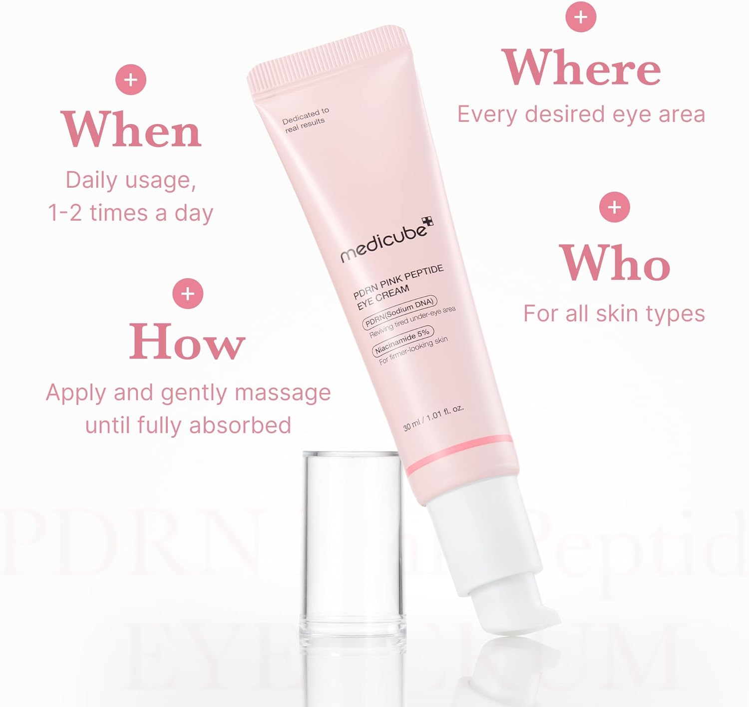 Medicube PDRN Pink Peptide Eye Cream, Retinol Care for Wrinkles, Dark Circles and Firm, 30ml