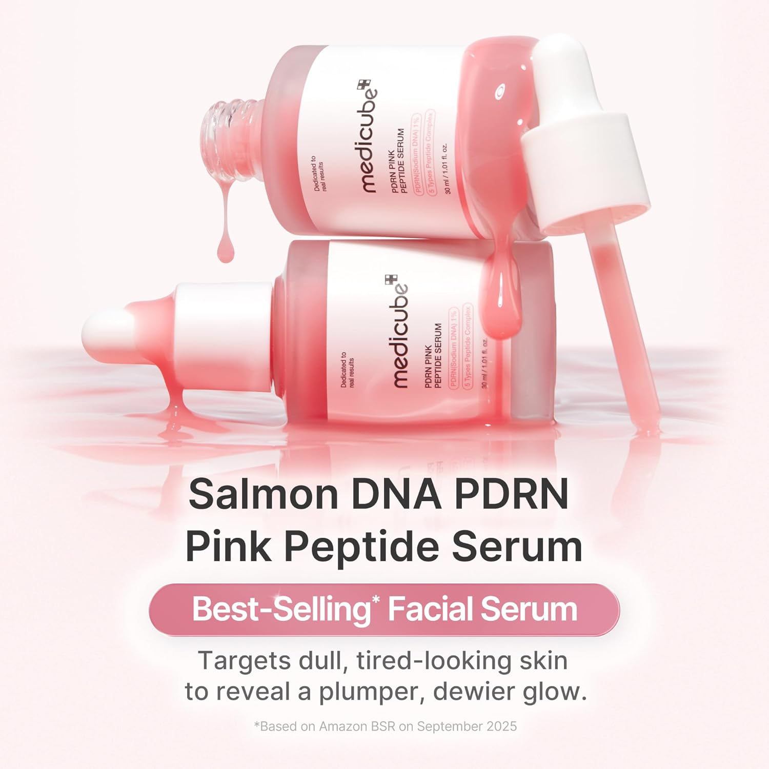 Medicube PDRN Pink Peptide Glow Serum, Anti-Aging, Elasticity Boost and Brightening, 30ml