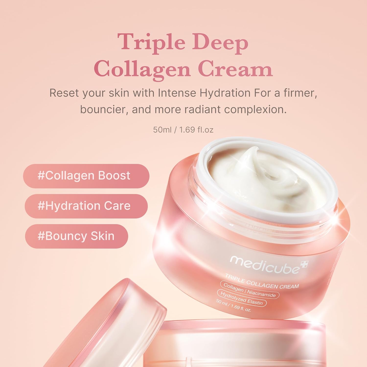 Medicube Triple Collagen Cream, Firming, Barrier Repair and Anti-Aging Moisturizer, 50ml