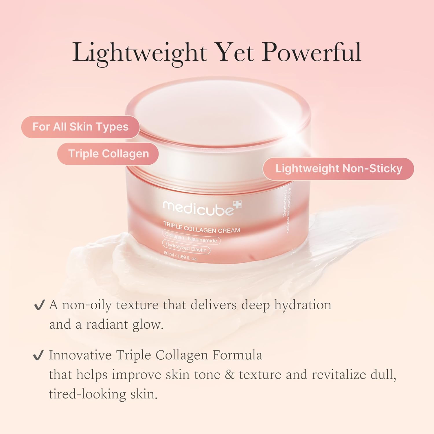 Medicube Triple Collagen Cream, Firming, Barrier Repair and Anti-Aging Moisturizer, 50ml