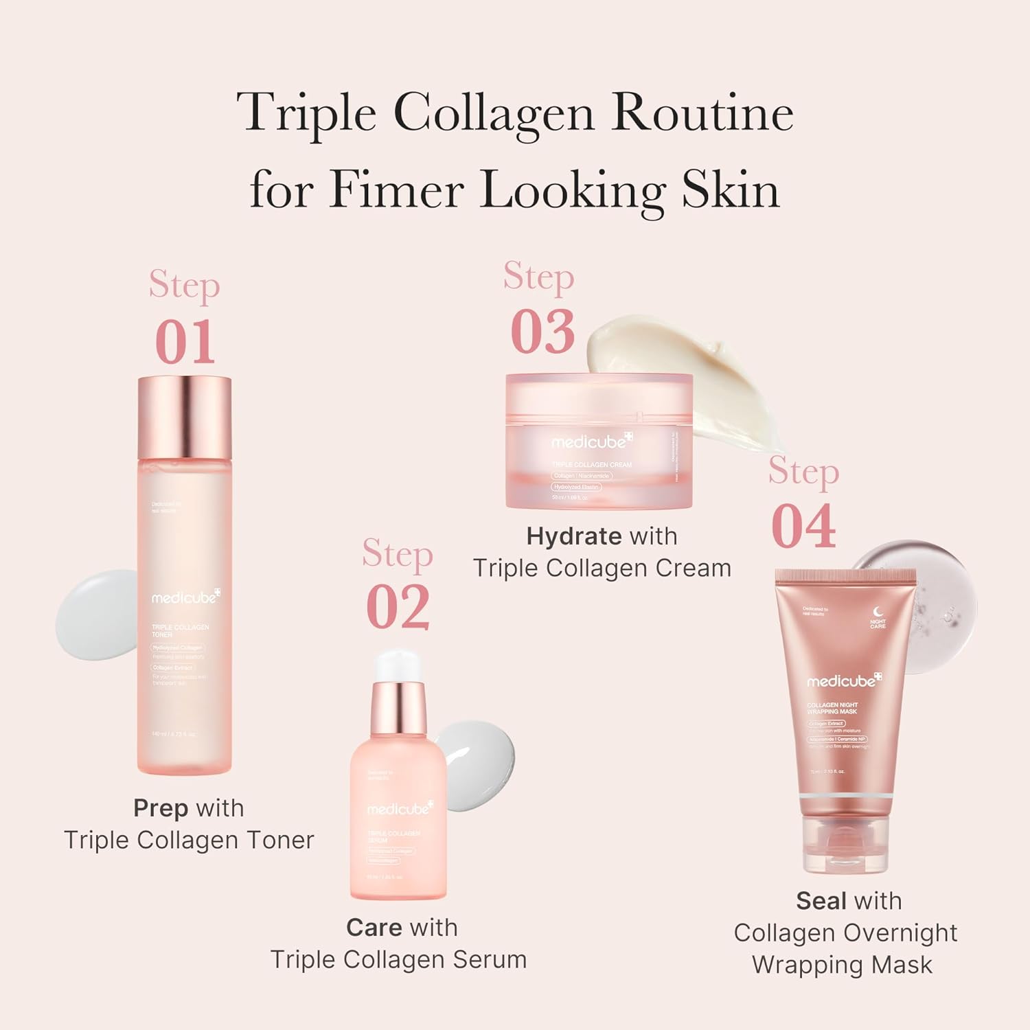 Medicube Triple Collagen, Glass Glow, Firming and Elasticity Boost Serum, 55ml