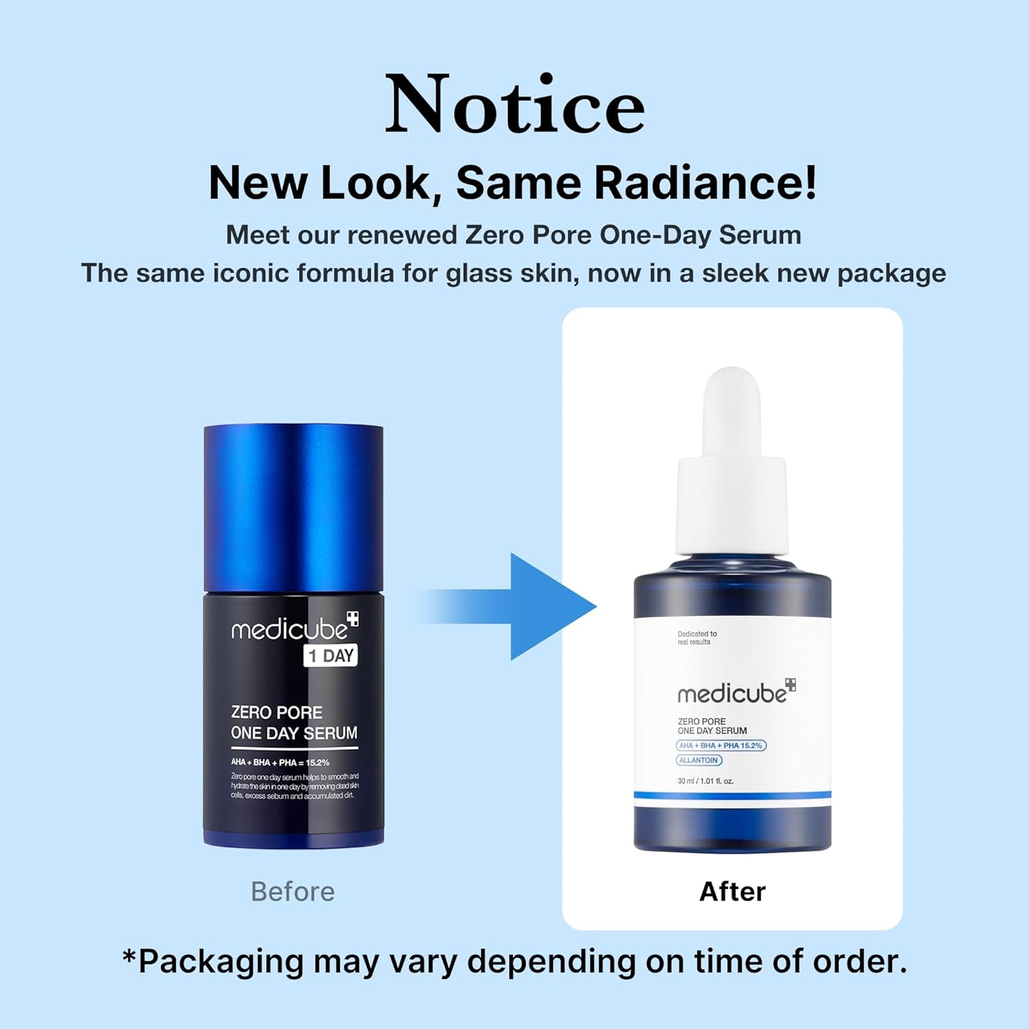 Medicube Zero Pore One Day Serum, AHA BHA PHA Exfoliating for Pore Tightening, 30ml