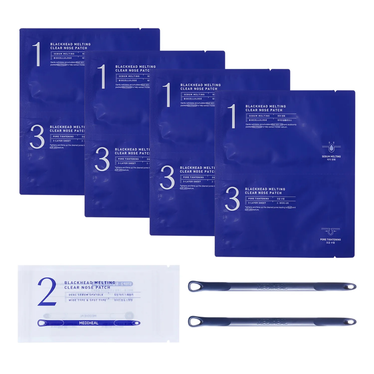 Mediheal Blackhead Melting Clear Nose Patch, Sebum Removal, Pore Tightening and Smooth Skin Care - 4s