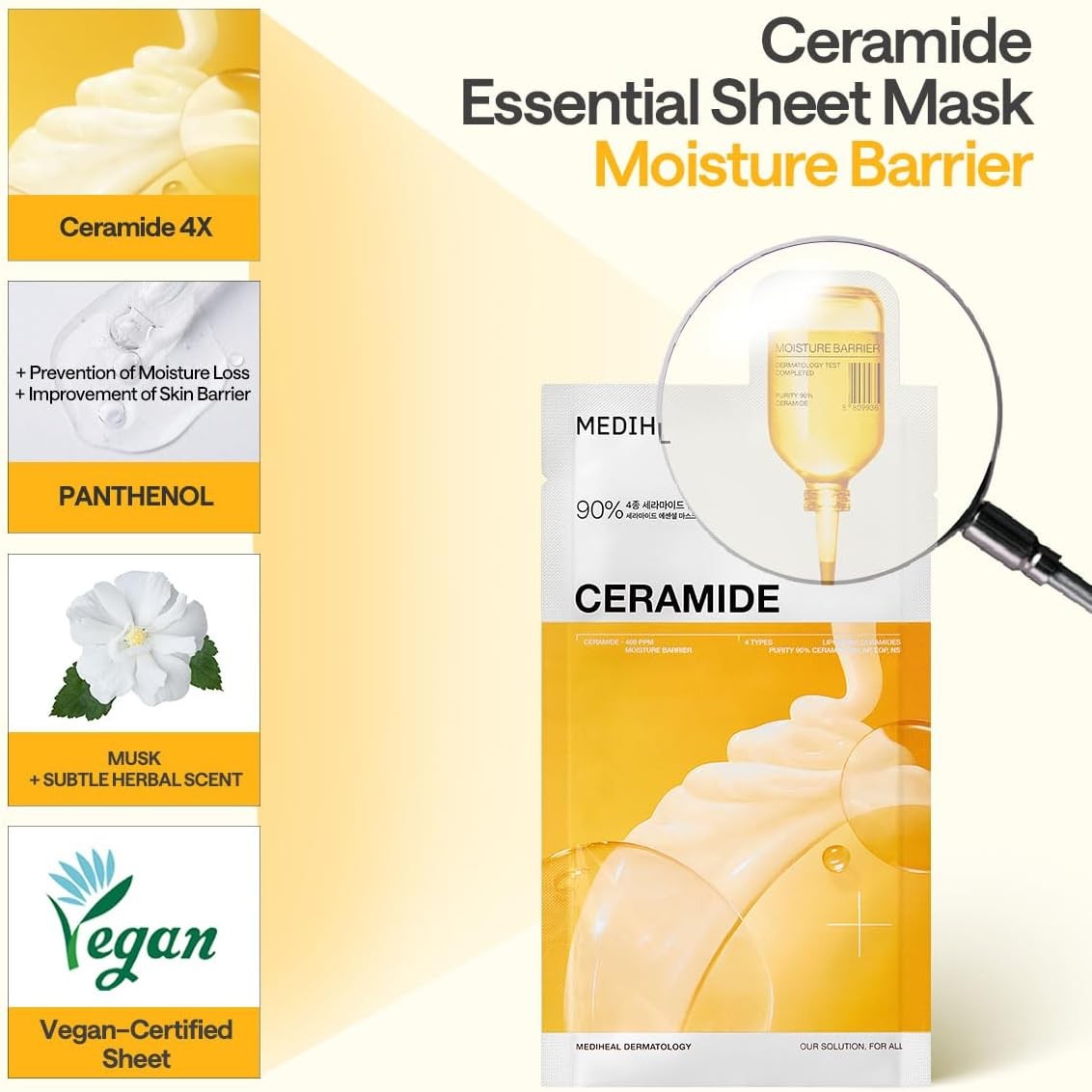 Mediheal Ceramide, Deeply Hydrating and Barrier-Strengthening Sheet Mask for Dry and Sensitive Skin - 24ml