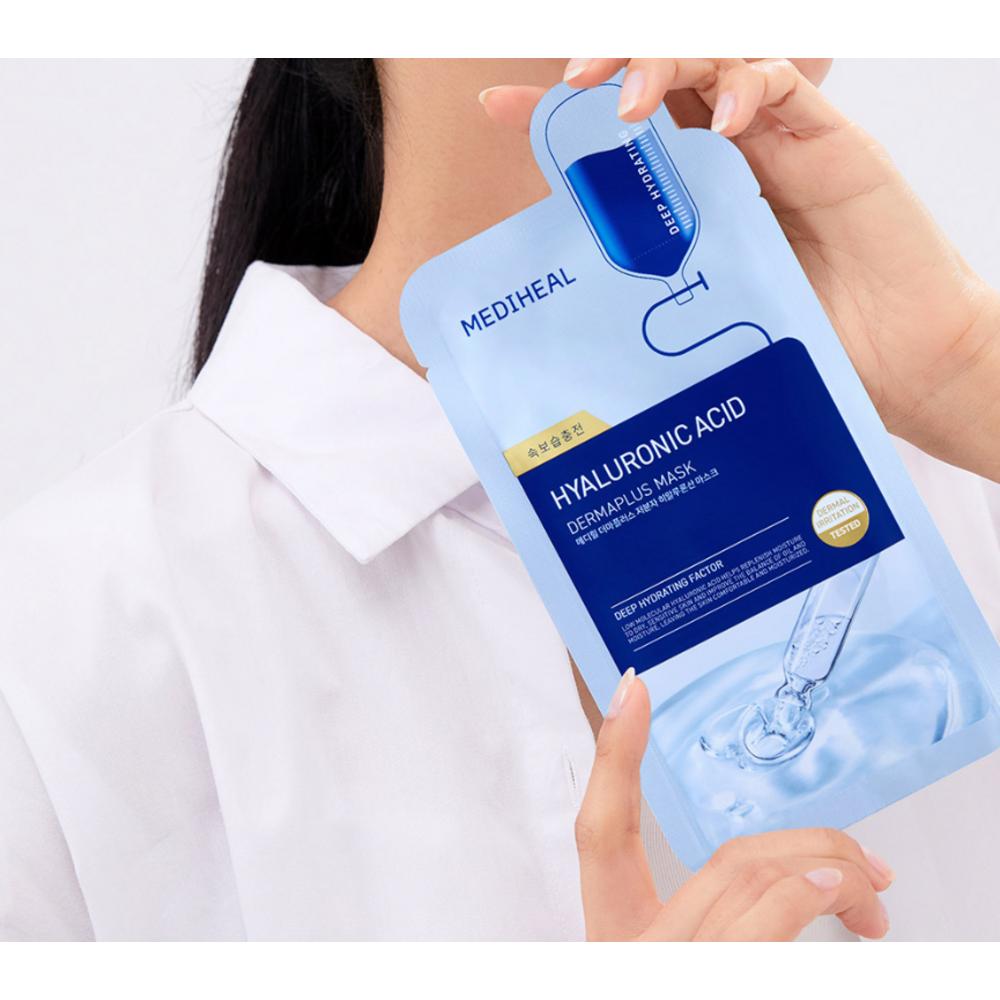 Mediheal Dermaplus Hyaluronic Acid, Deep Hydration and Soothing Vegan Sheet Mask for Sensitive Skin - 22ml