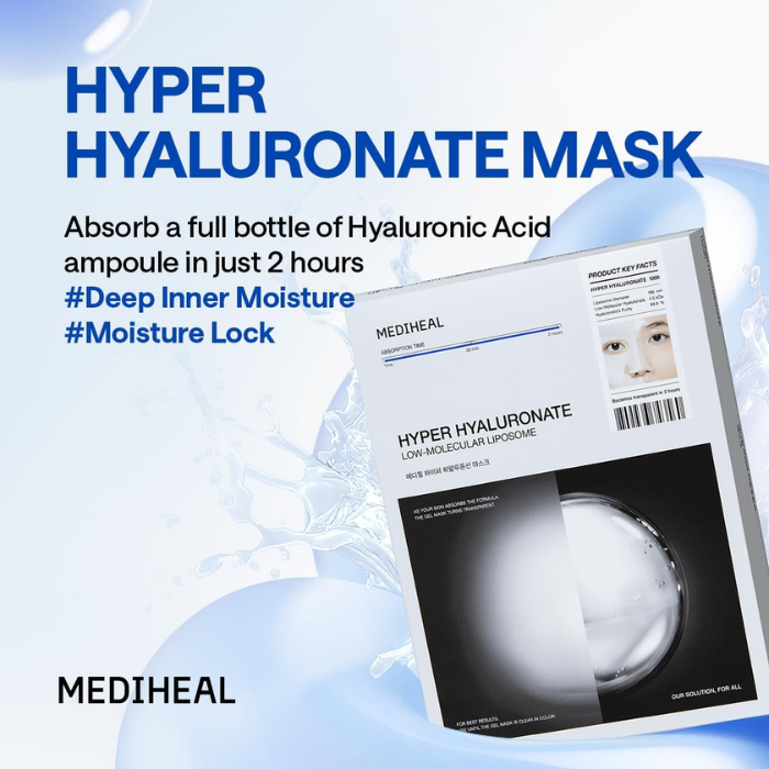 Mediheal Hyper Hyaluronate Gel Mask, Deep Hydration and Brightening with Liposome Hyaluronic Acid - 35g