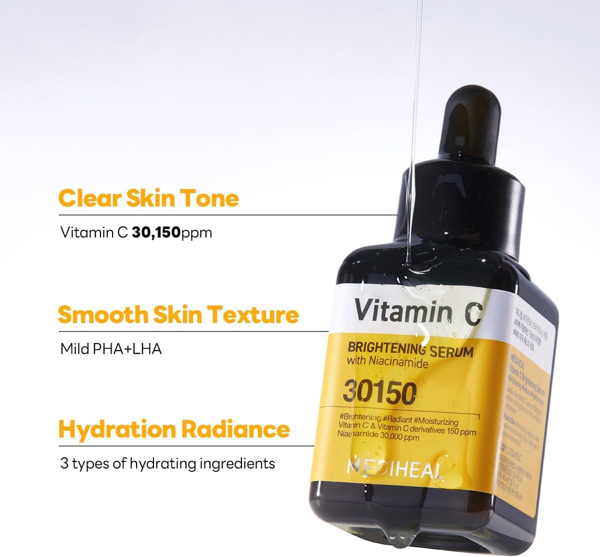 Mediheal Vitamin C Brightening, Gentle Daily Serum for Radiant, Smooth and Hydrated Skin - 40ml