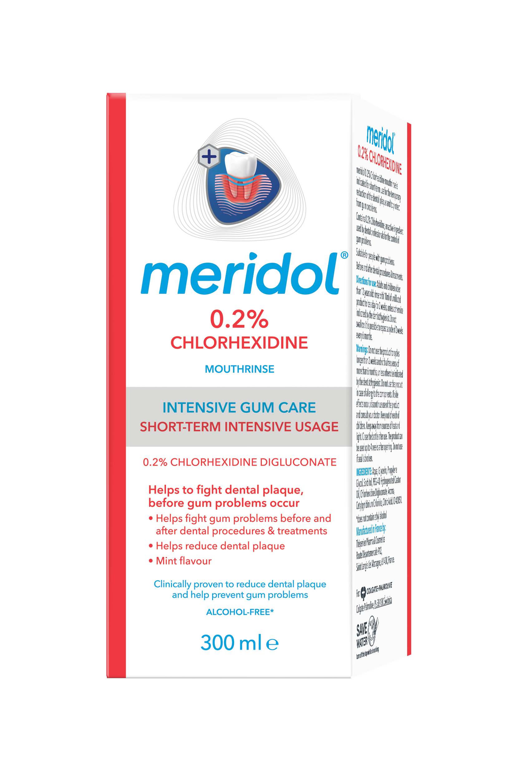 Meridol Chlorhexidine 0.2% Mouth Rinse, Anti-Plaque Gum Protection, Medicated Oral Care Wash, 300ml