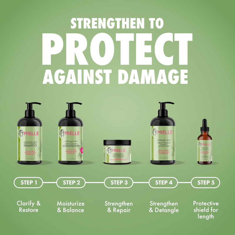 Mielle Organics Rosemary Mint Daily Styling Cream, Frizz Control, Nourishing Hold and Hydration with Biotin - 240ml