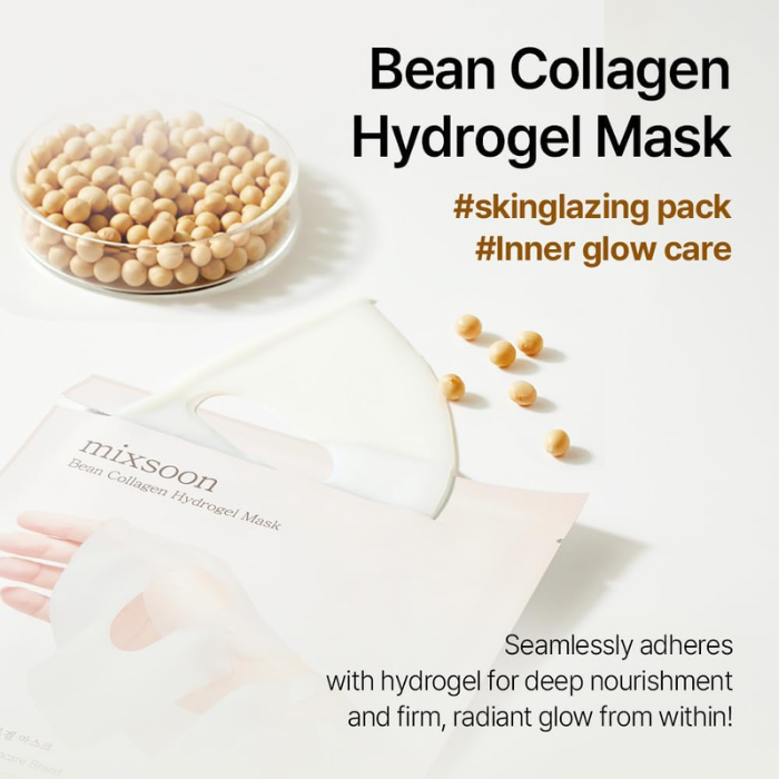 Mixsoon Bean Collagen Hydrogel Mask Pack 35g, Fermented Nutrients, Hydration, Firmness and Radiance - 5s