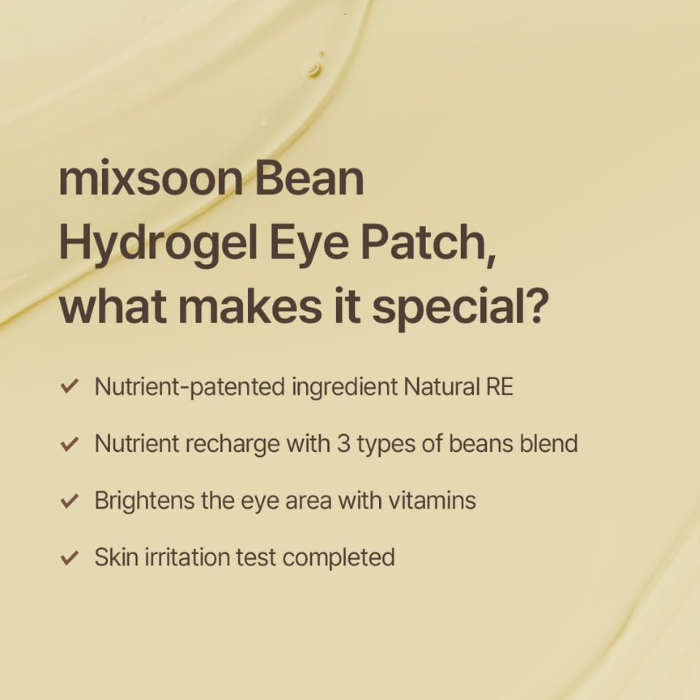 Mixsoon Bean Hydrogel Eye Patch, Hydrating, Brightening and Anti-Wrinkle Peptide Skincare - 84g (30 Pairs)
