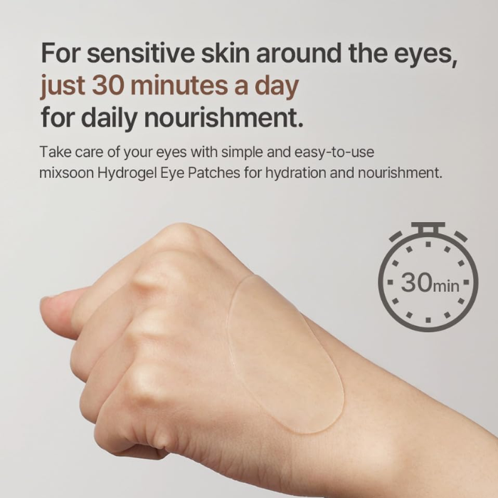 Mixsoon Bean Hydrogel Eye Patch, Hydrating, Brightening and Anti-Wrinkle Peptide Skincare - 84g (30 Pairs)