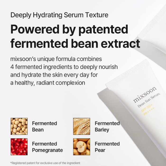 Mixsoon Bean Sun Serum (SPF50+) Lightweight Hydrating Protection with Fermented Soybean Extract - 50ml