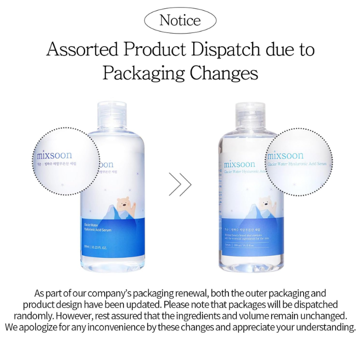 Mixsoon Glacier Water Hyaluronic Acid, Deep Hydration and Skin Barrier Strengthening Serum, 100ml
