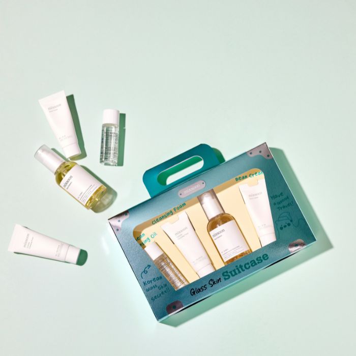 Mixsoon Glass Skin Suitcase – Travel Skincare Set with Bean Cleansing Oil, Centella Foam, Essence and Cream