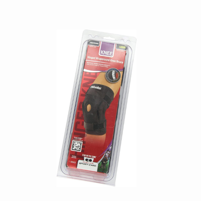 Mueller Hinged Wrap Around Knee Brace Black -Large