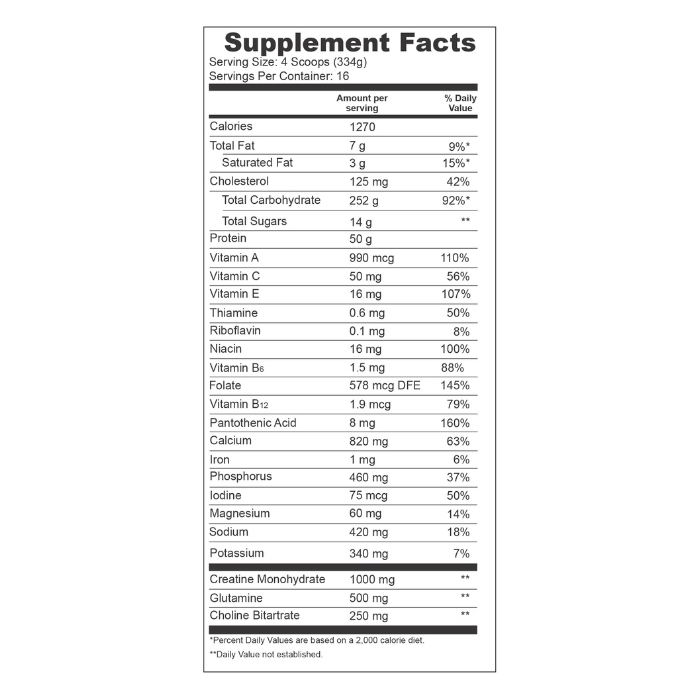 Muscle Core Mass Gainer Vanilla, High-Calorie Weight Gainer for Muscle Size and Strength, 12 lb