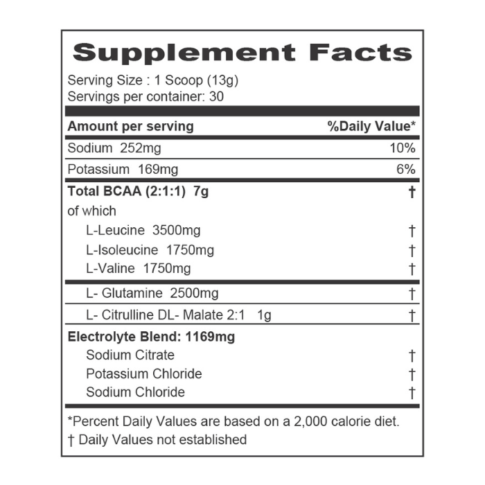 Muscle Core BCAA Fruit Punch Formula for Muscle Recovery and Endurance, 30 Servings