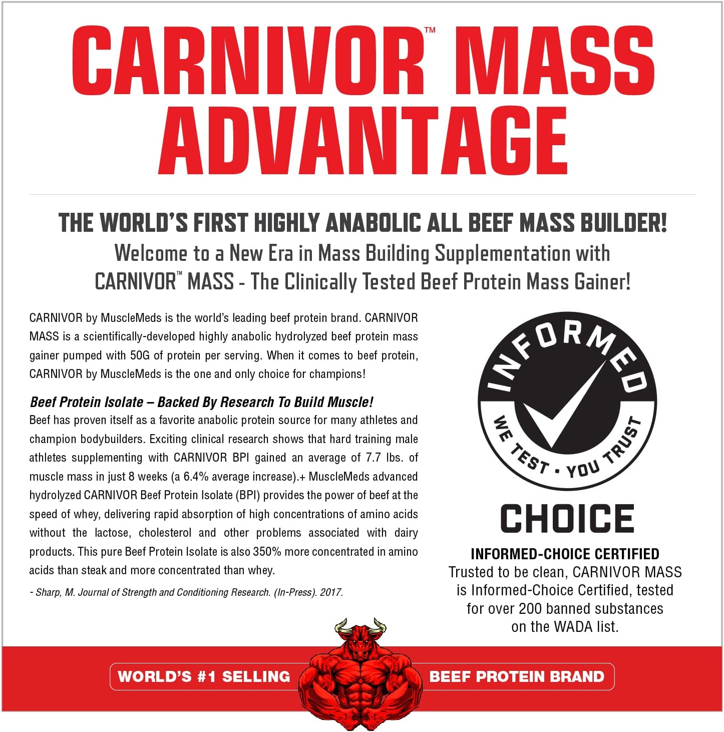 MuscleMeds Carnivor Mass Powder Chocolate Fudge 10LB
