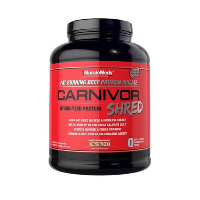 Muscle Meds Carnivor Shred - Beef Protein Isolate, Fat Burners, Lean Muscle, Metabolic Support, Chocolate - 2 lbs