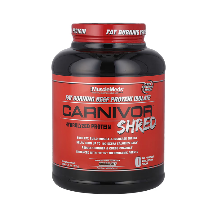 Muscle Meds Carnivor Shred - Beef Protein Isolate, Fat Burner, Build Muscle & Burn Fat Fast, Chocolate - 4 lbs