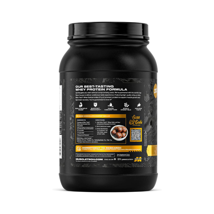 Muscle Tech Nitro Tech Whey Gold Protein Powder Double Rich Chocolate Isolate Blend, 2lb