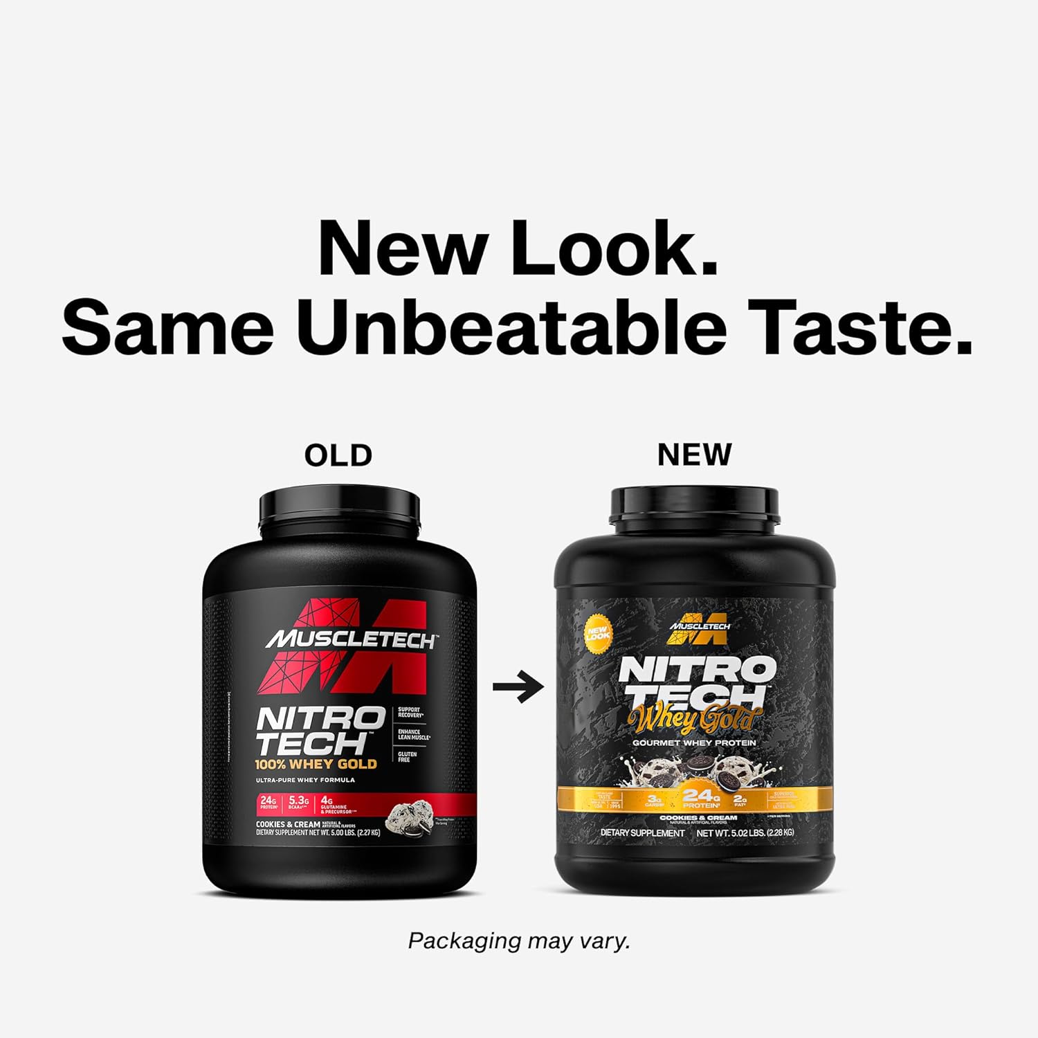 Muscle Tech Nitro Tech Whey Gold Protein Powder Cookies & Cream, Isolate Peptides Blend, 5lb