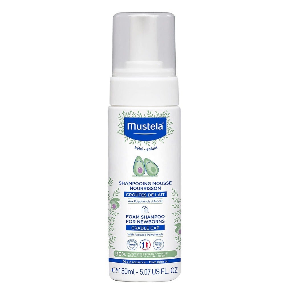 Mustela Foam Shampoo for Newborns – Gentle Cradle Cap Care, Tear-Free, Plant-Based Formula 150ml
