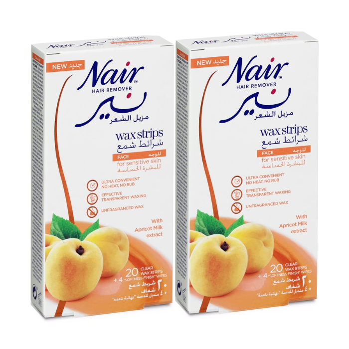 Nair Face Wax Strips Apricot 20s Twin Pack Promo