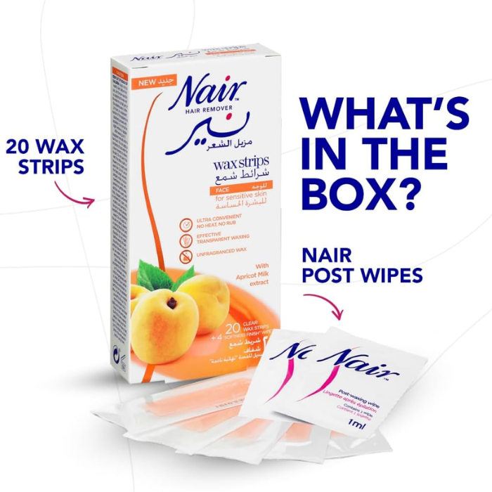 Nair Face Wax Strips Apricot 20s Twin Pack Promo