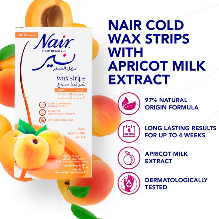 Nair Face Wax Strips Apricot 20's